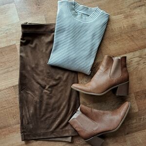 J. Jill Faux Suede Tan  soft brown Mini Skirt Large